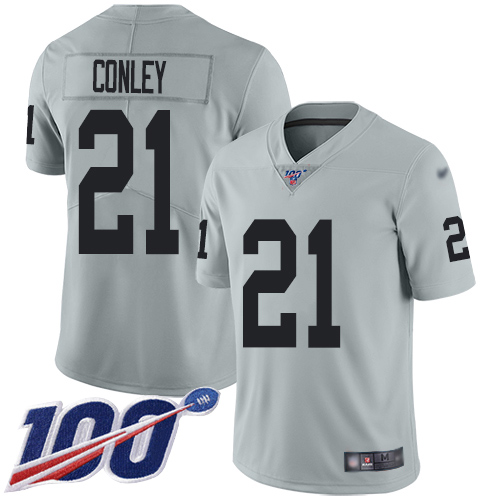 Men Oakland Raiders Limited Silver Gareon Conley Jersey NFL Football 21 100th Season Inverted Jersey